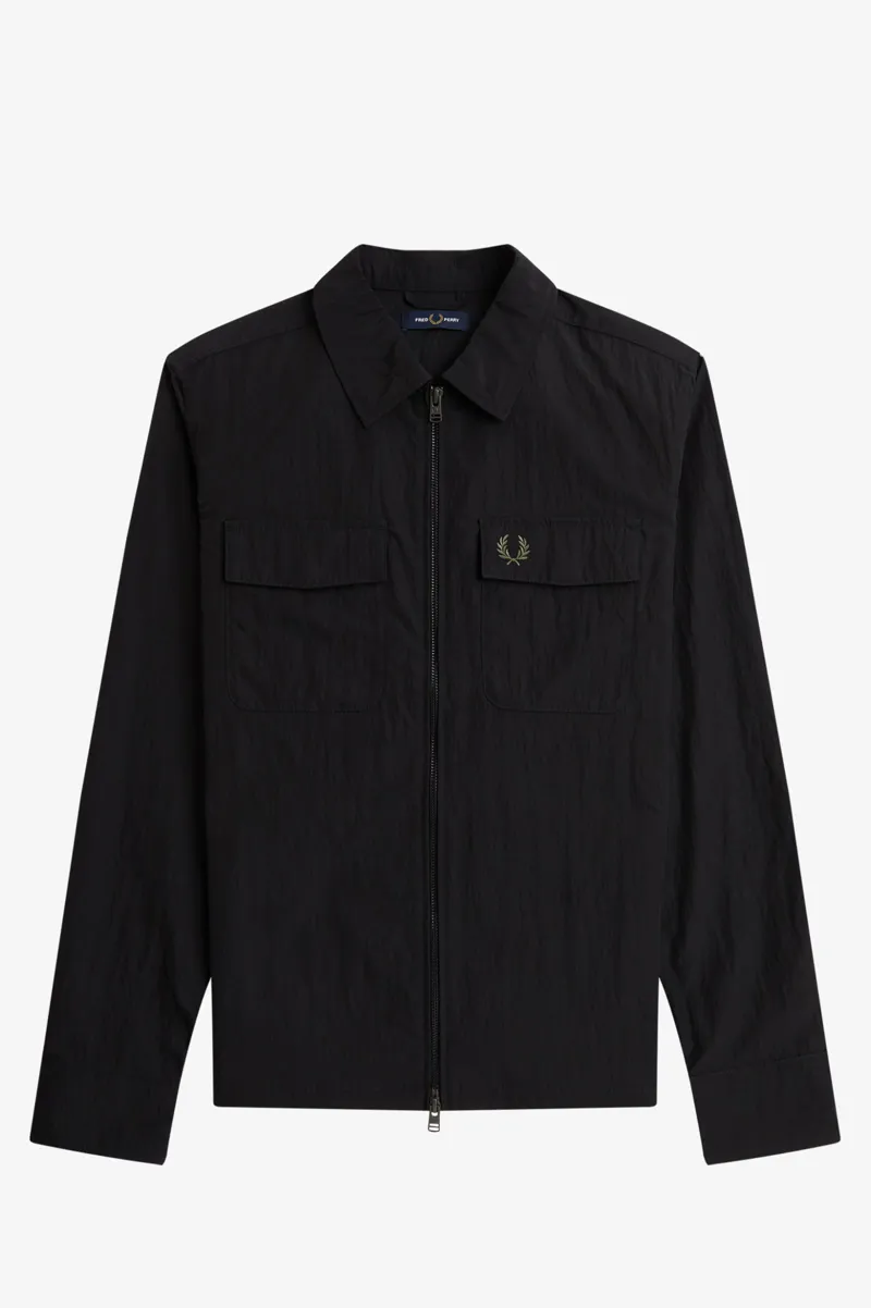 Fred Perry lightweight Zip-Through Overshirt Black-5