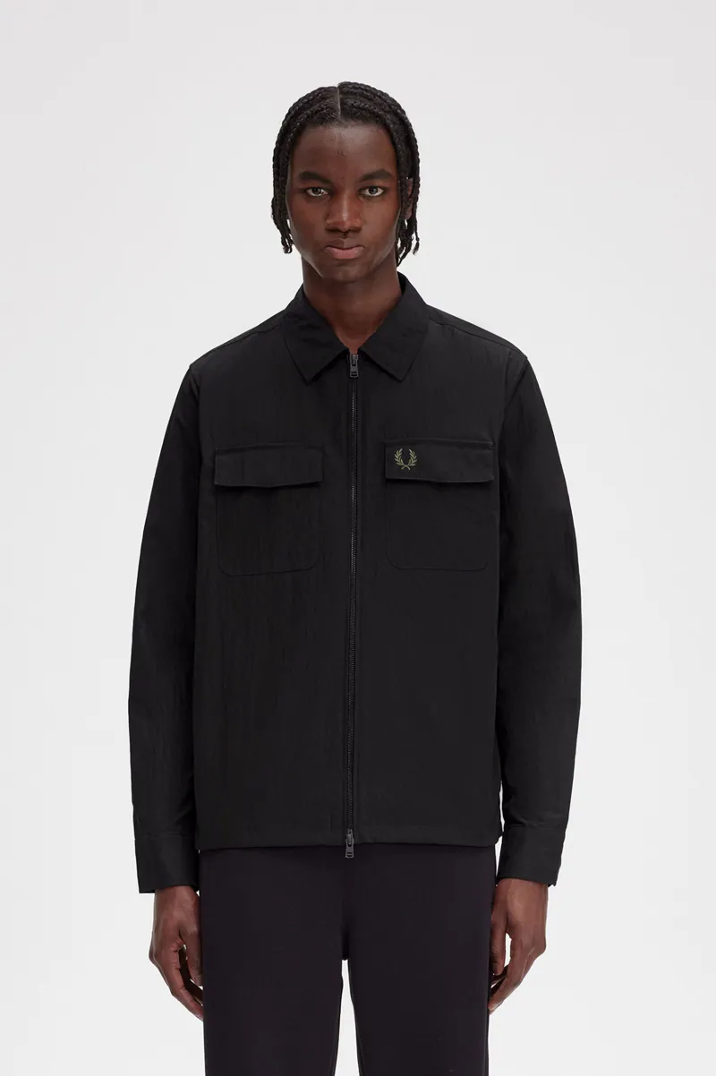 Fred Perry lightweight Zip-Through Overshirt Black-1