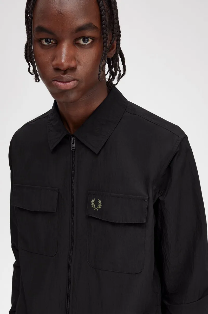 Fred Perry lightweight Zip-Through Overshirt Black-4