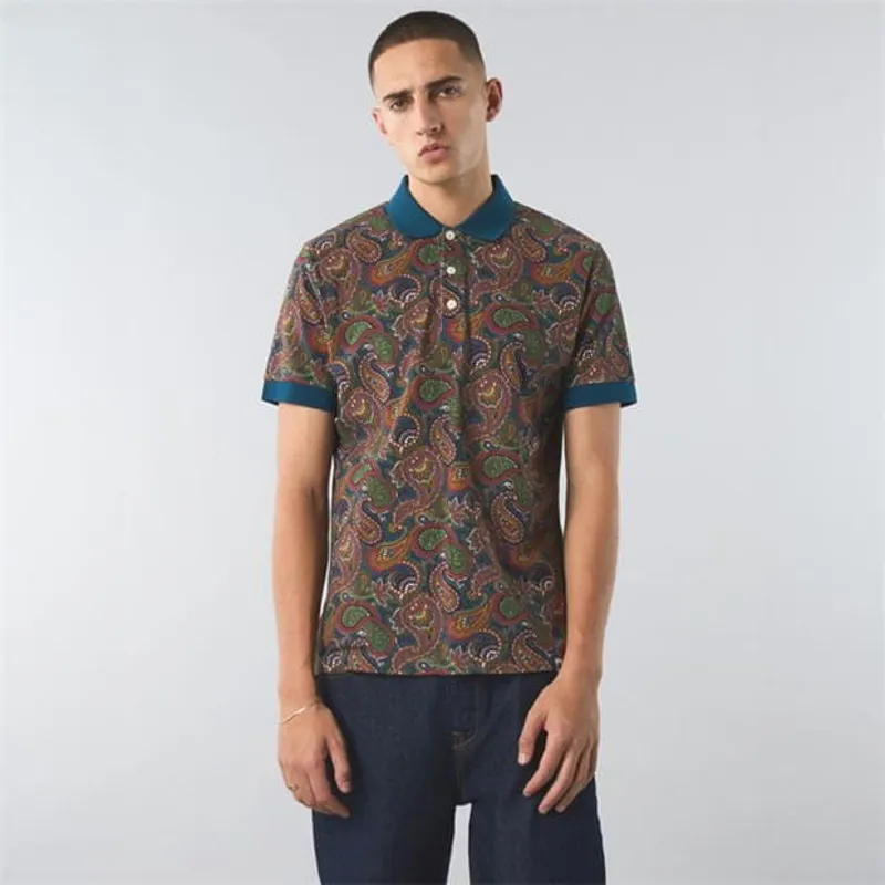 Pretty Green 15th Anniversary Paisley Polo T-shirt -Multi MEDIUM ONLY-2