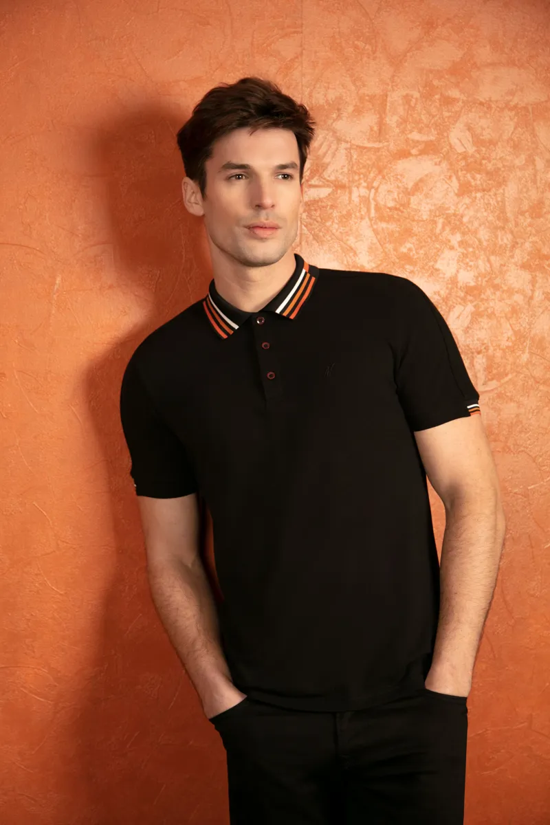 Mish Mash Finn Polo T-shirt Black/Orange-1