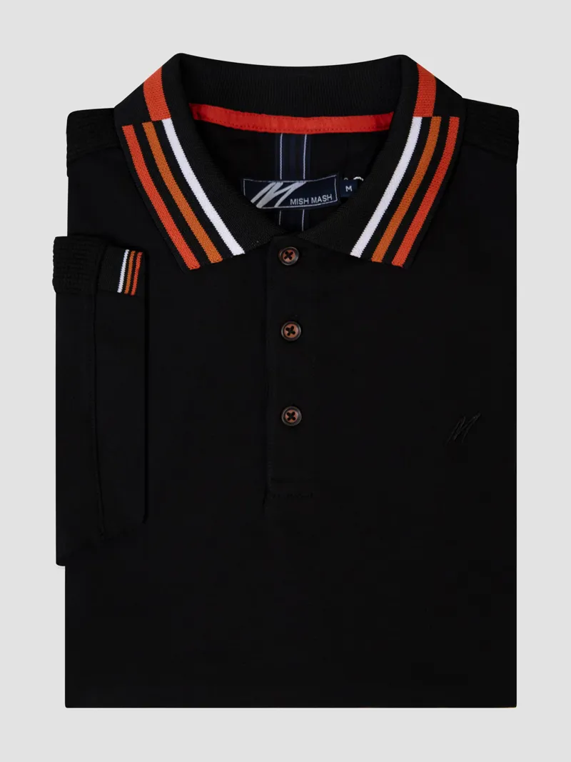 Mish Mash Finn Polo T-shirt Black/Orange