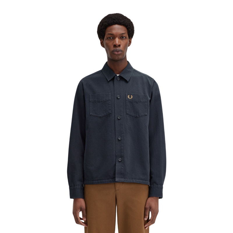 Fred Perry Twill Overshirt Navy-1