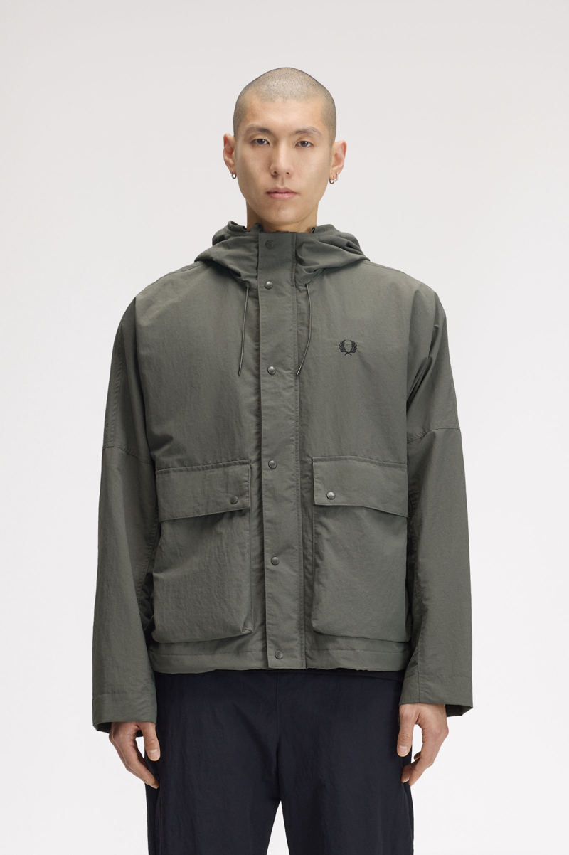 Fred Perry Cropped Ripstop Parka Field Green-2