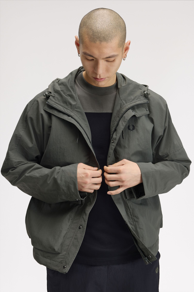Fred Perry Cropped Ripstop Parka Field Green-7