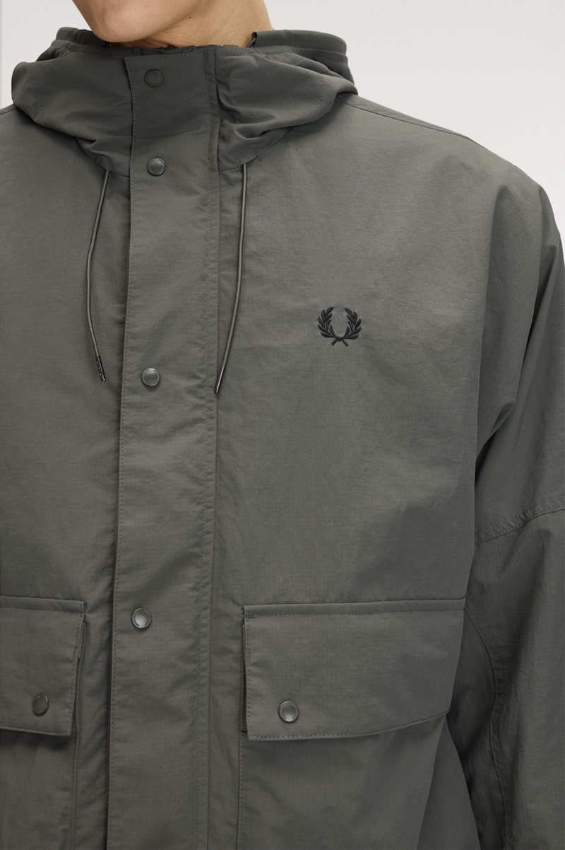 Fred Perry Cropped Ripstop Parka Field Green-1