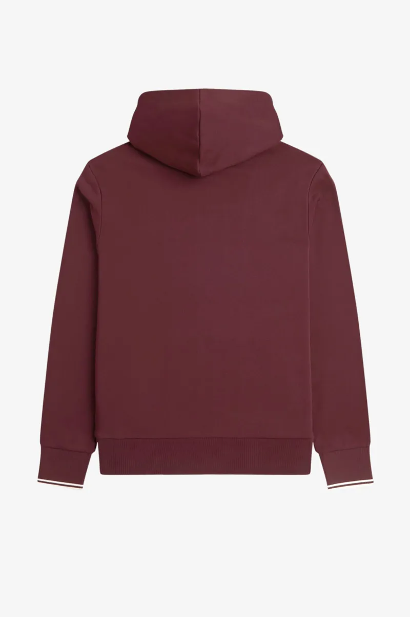 Fred Perry Hooded Zip Through Sweatshirt Oxblood-1