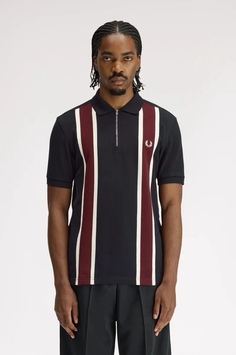 Fred Perry Tramline Polo T-shirt Black-1