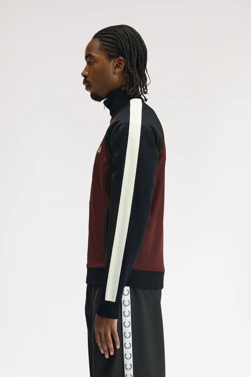 Fred Perry Contrast Sleeve Track Jacket Oxblood-2