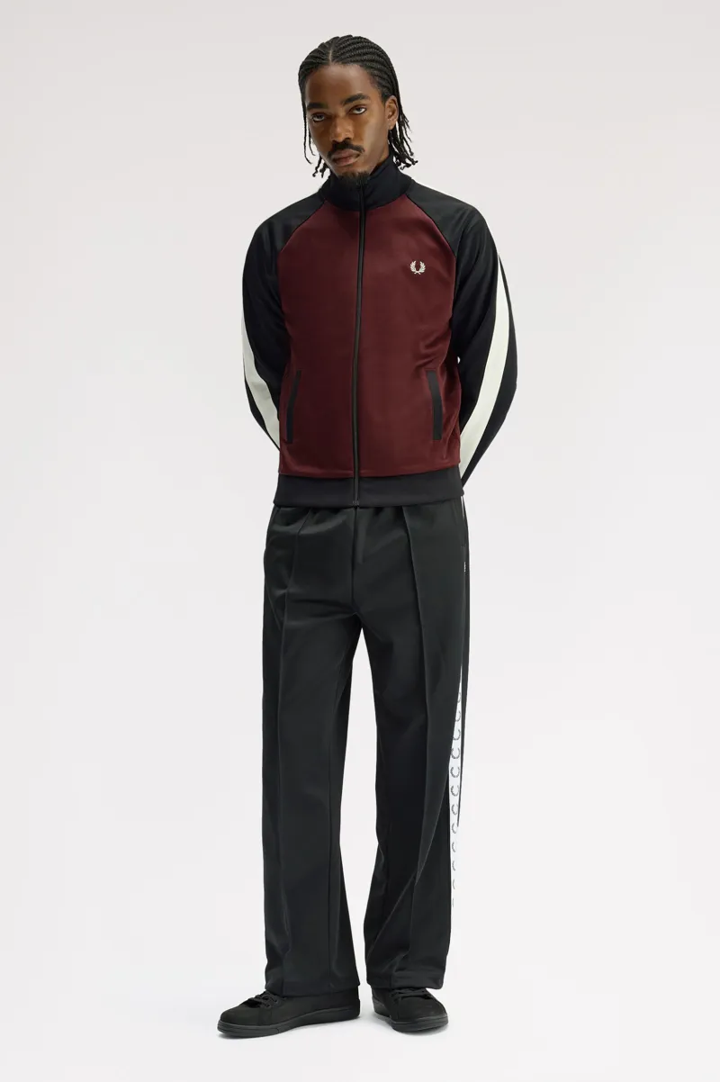 Fred Perry Contrast Sleeve Track Jacket Oxblood-3