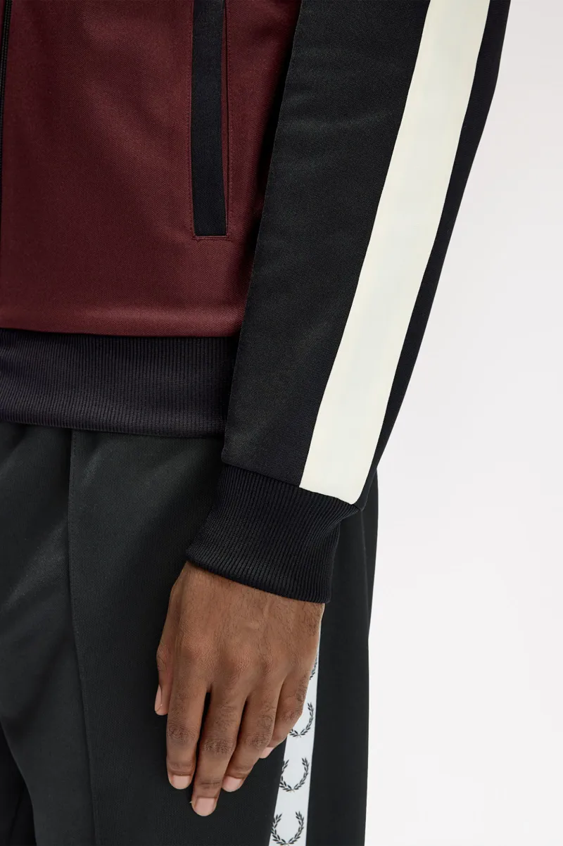 Fred Perry Contrast Sleeve Track Jacket Oxblood-8