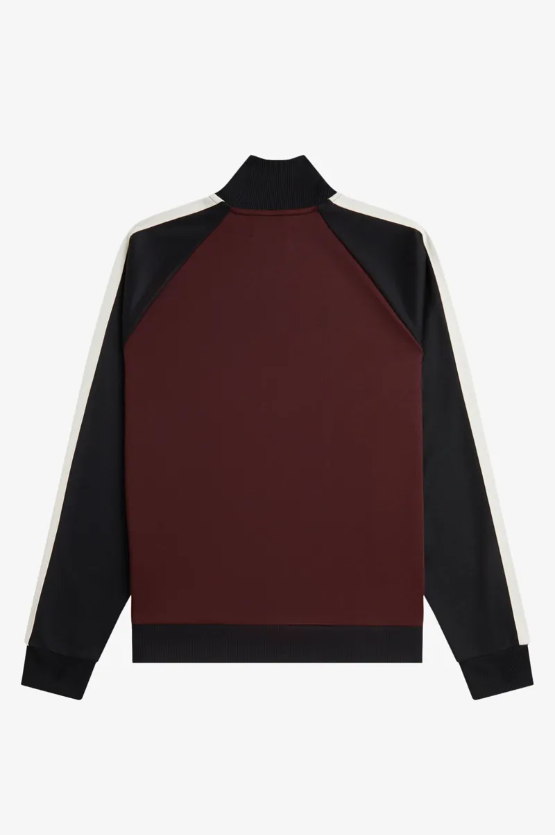Fred Perry Contrast Sleeve Track Jacket Oxblood-7
