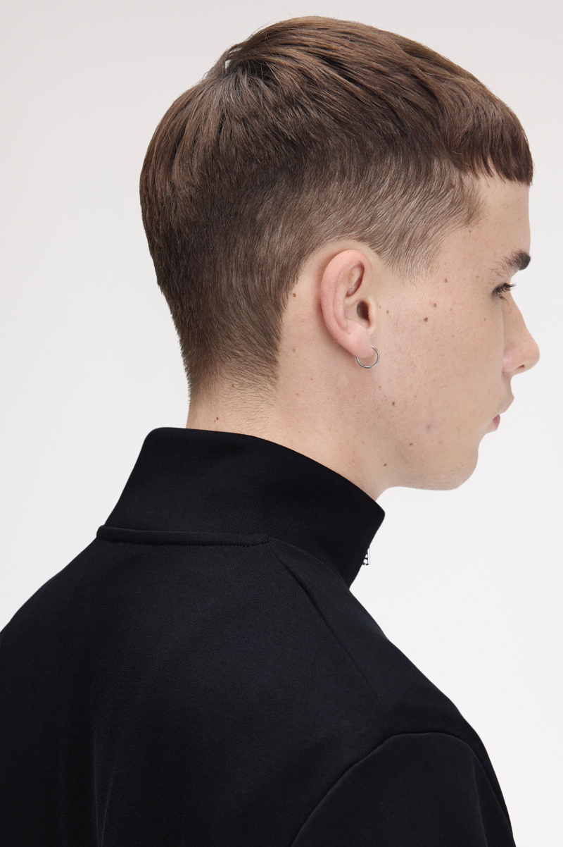 Fred Perry Half Zip Sweatshirt Navy / Brandy / Rich Brown-6