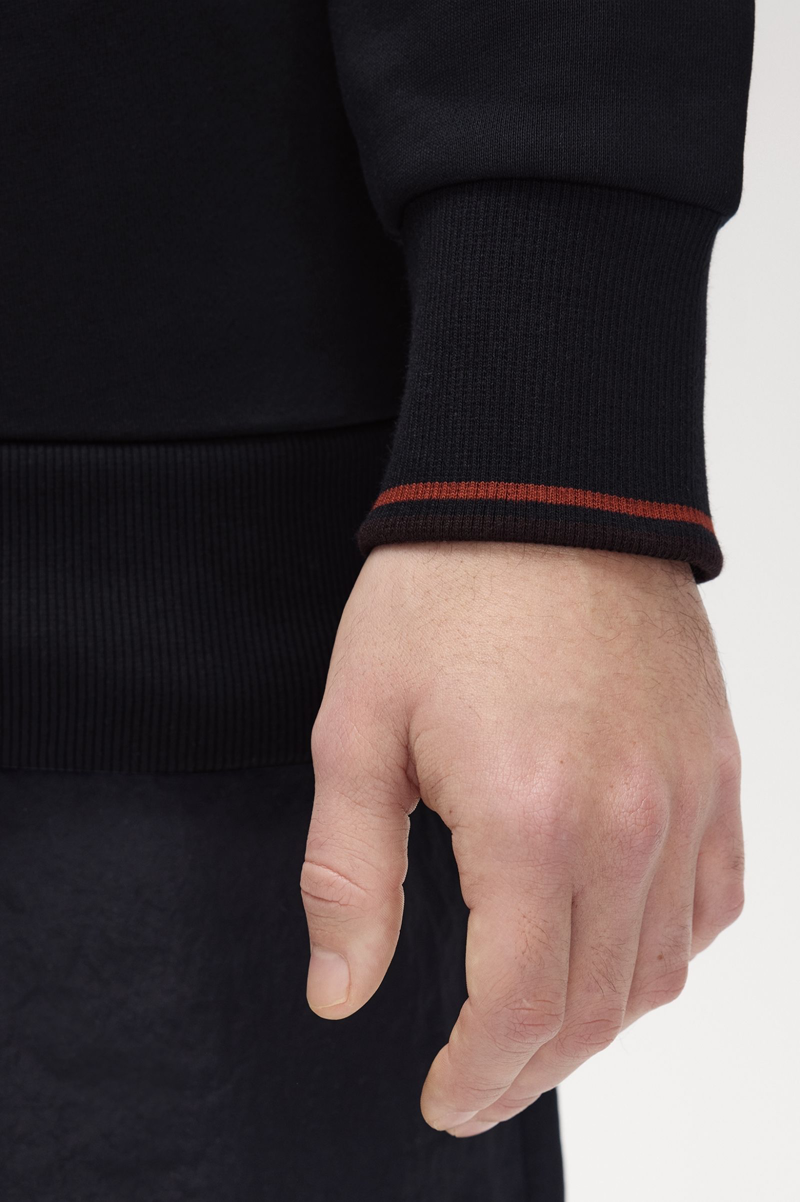 Fred Perry Half Zip Sweatshirt Navy / Brandy / Rich Brown-7