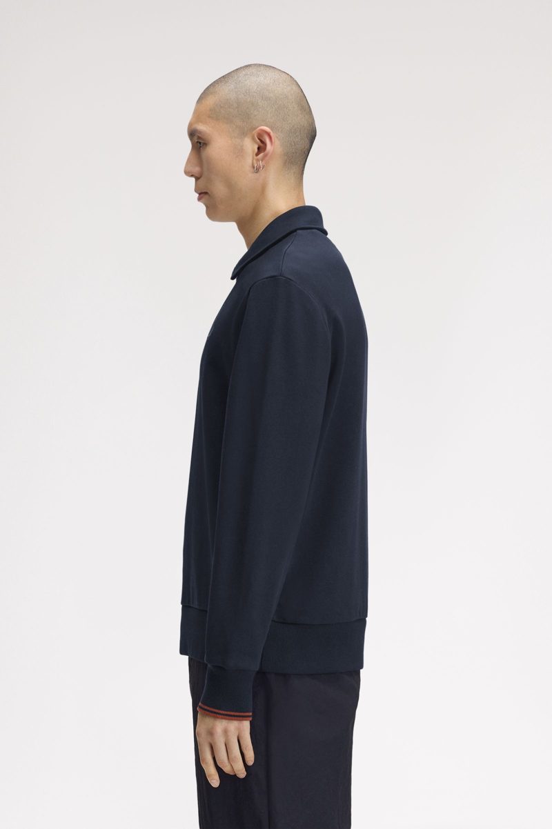 Fred Perry Half Zip Collared Sweatshirt Navy -2