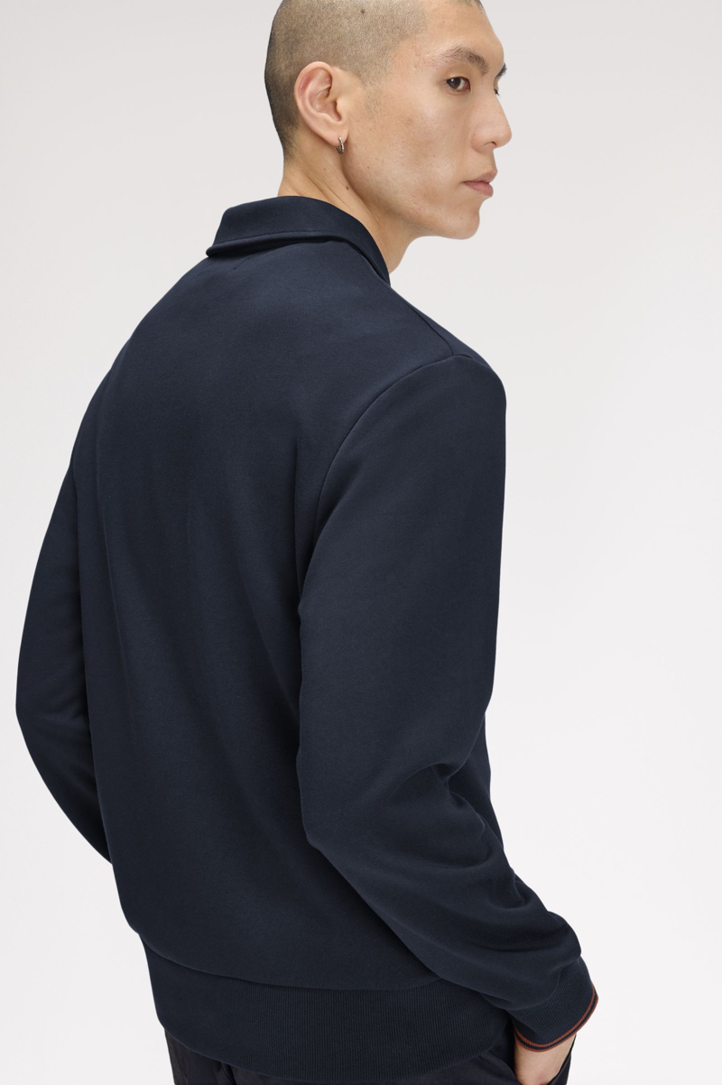 Fred Perry Half Zip Collared Sweatshirt Navy -4