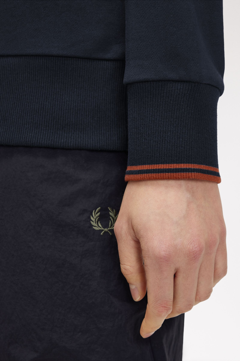 Fred Perry Half Zip Collared Sweatshirt Navy -6