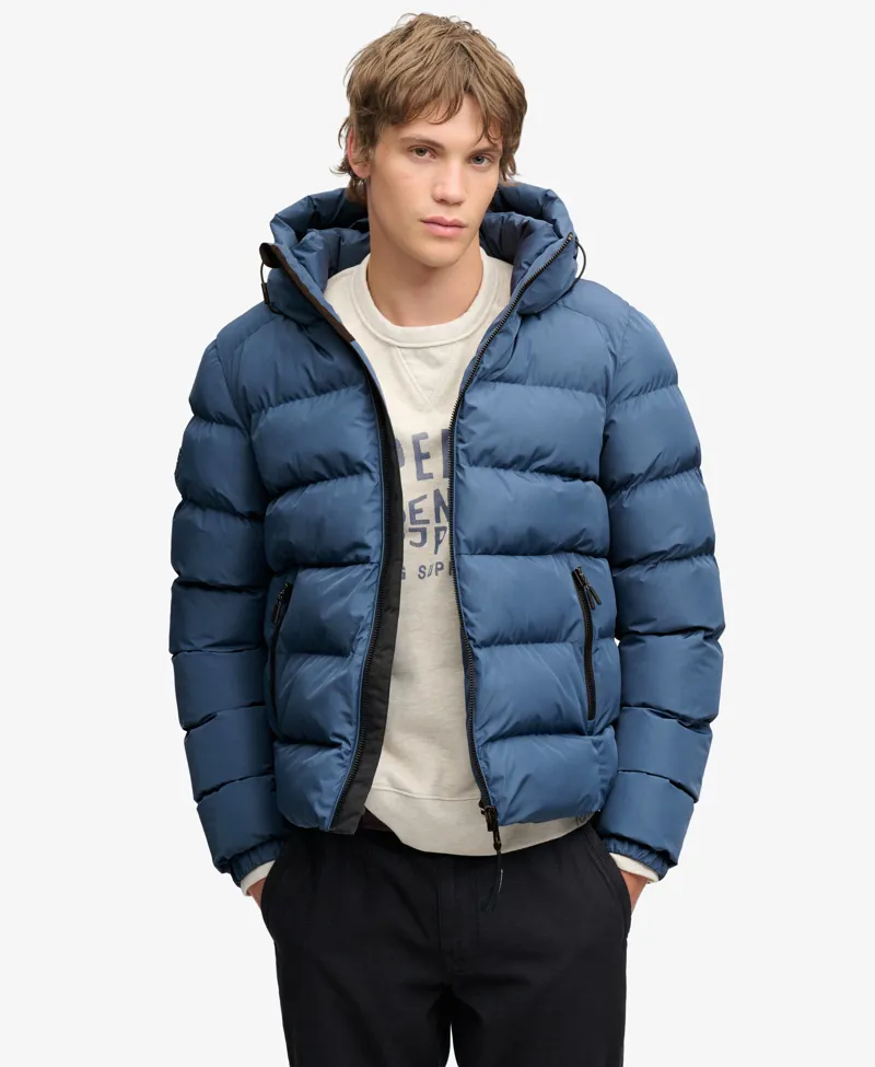 Superdry Hooded Sports Puffer Jacket Altitude Blue-1