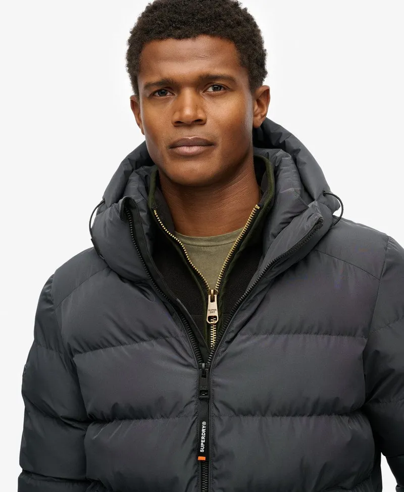 Superdry Hooded Sports Puffer Jacket Ebony-3