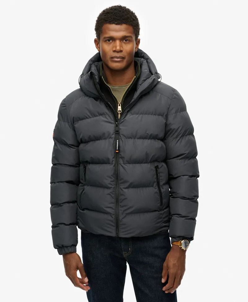 Superdry Hooded Sports Puffer Jacket Ebony-4