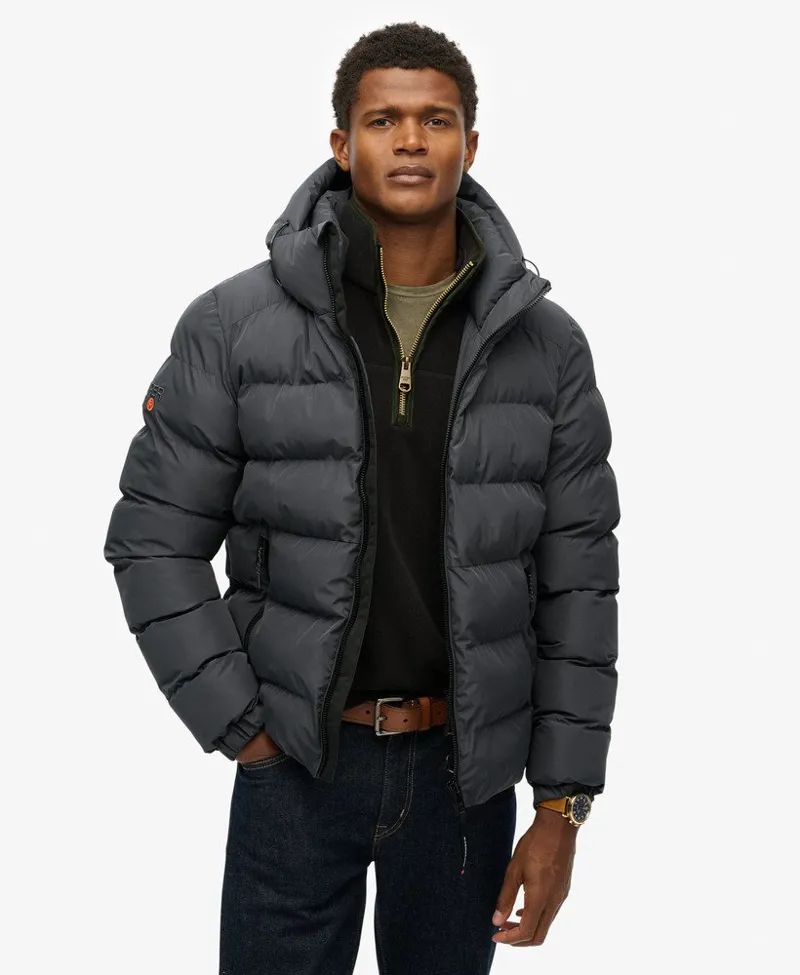 Superdry Hooded Sports Puffer Jacket Ebony-6