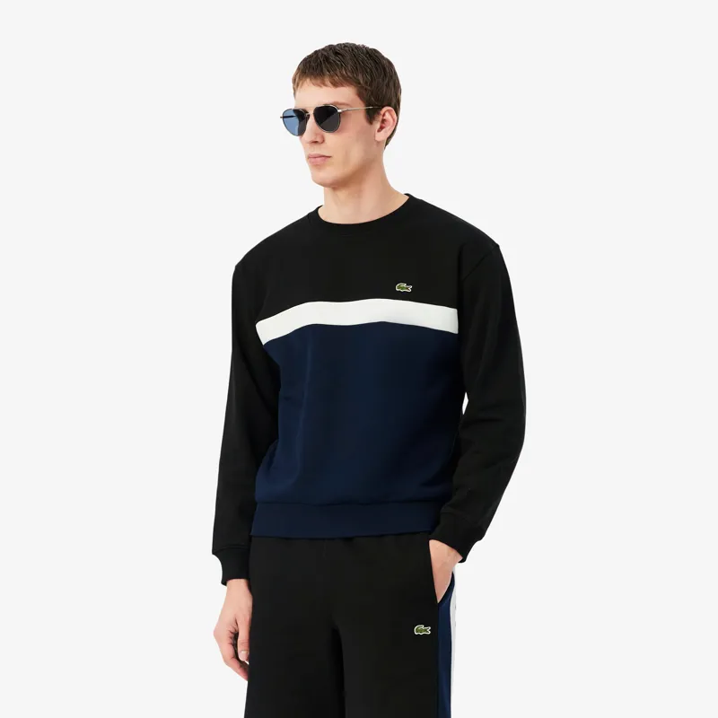 Lacoste Colour-block Fleece Sweatshirt Black-1