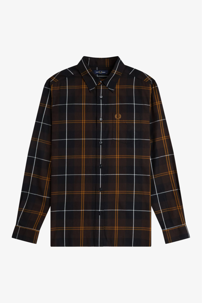 Fred Perry Twill Tartan Shirt Rich Brown -7