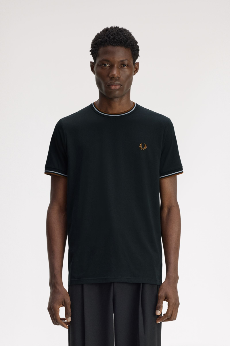 Fred Perry Twin Tipped T-shirt Night Green / Blue / Caramel-1