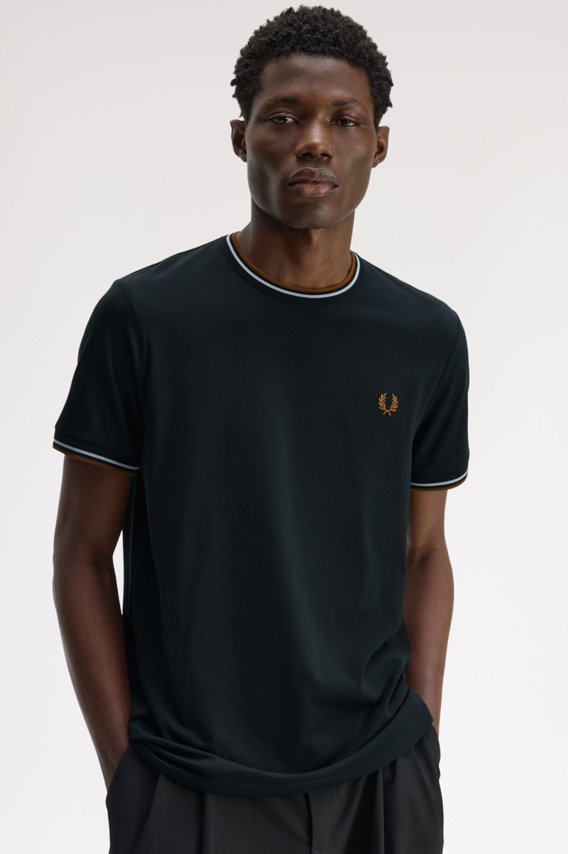 Fred Perry Twin Tipped T-shirt Night Green / Blue / Caramel-3