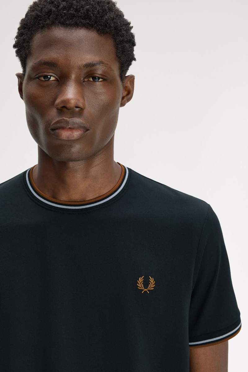 Fred Perry Twin Tipped T-shirt Night Green / Blue / Caramel-5