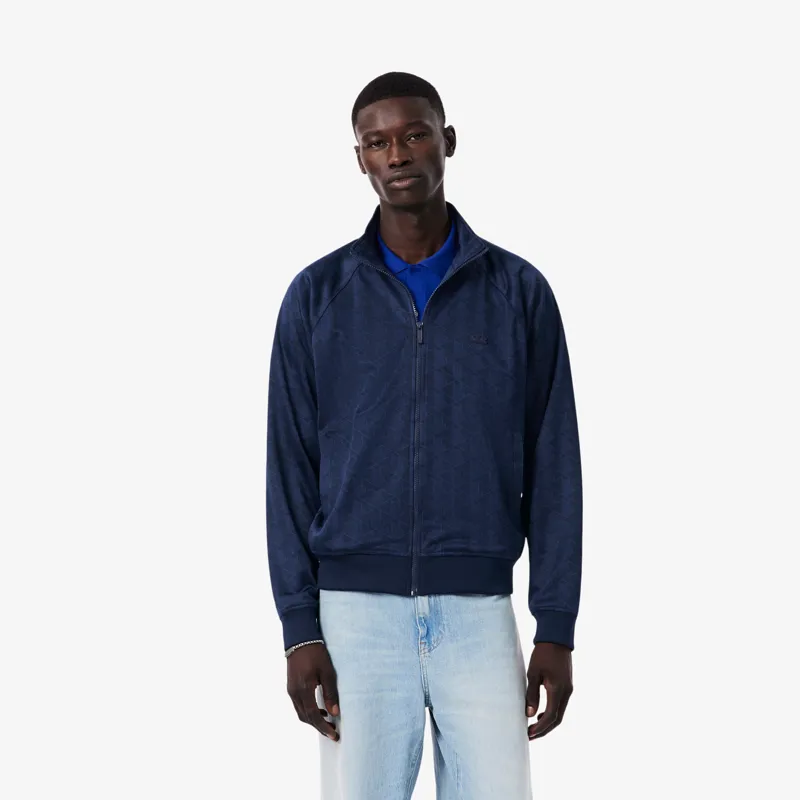 Lacoste Monogram Jacquard Zipped Jacket Midnight Blue-1