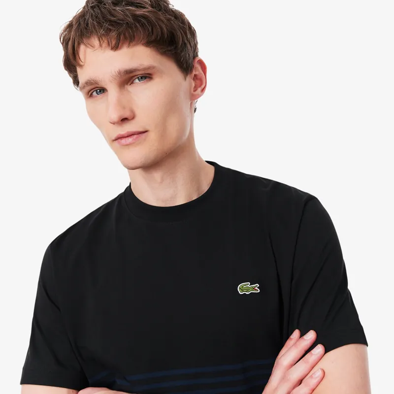 Lacoste Striped Jersey Colour-block T-shirt Blue / Black -2