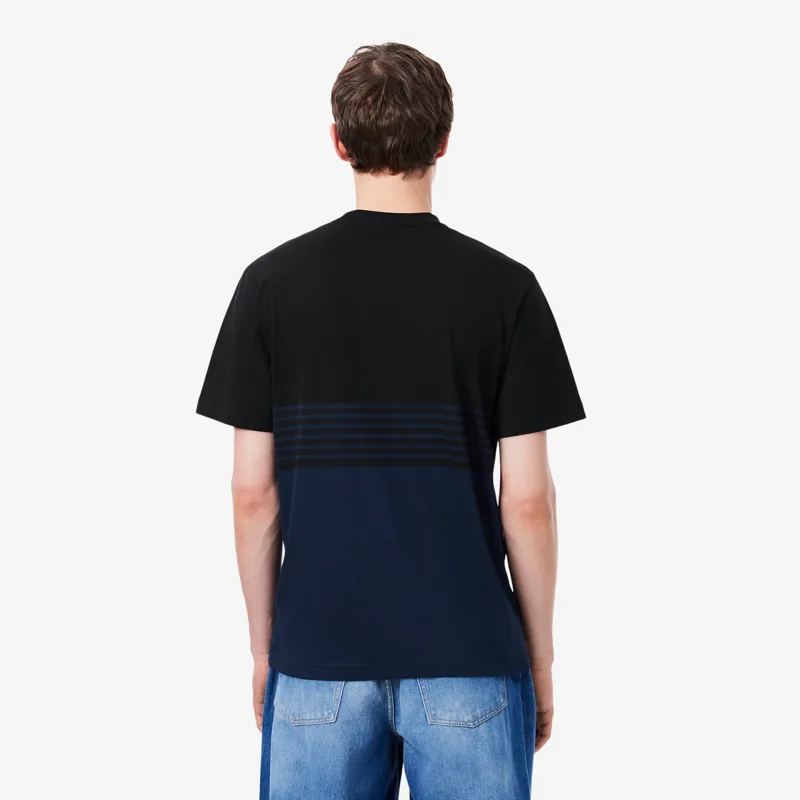 Lacoste Striped Jersey Colour-block T-shirt Blue / Black -3
