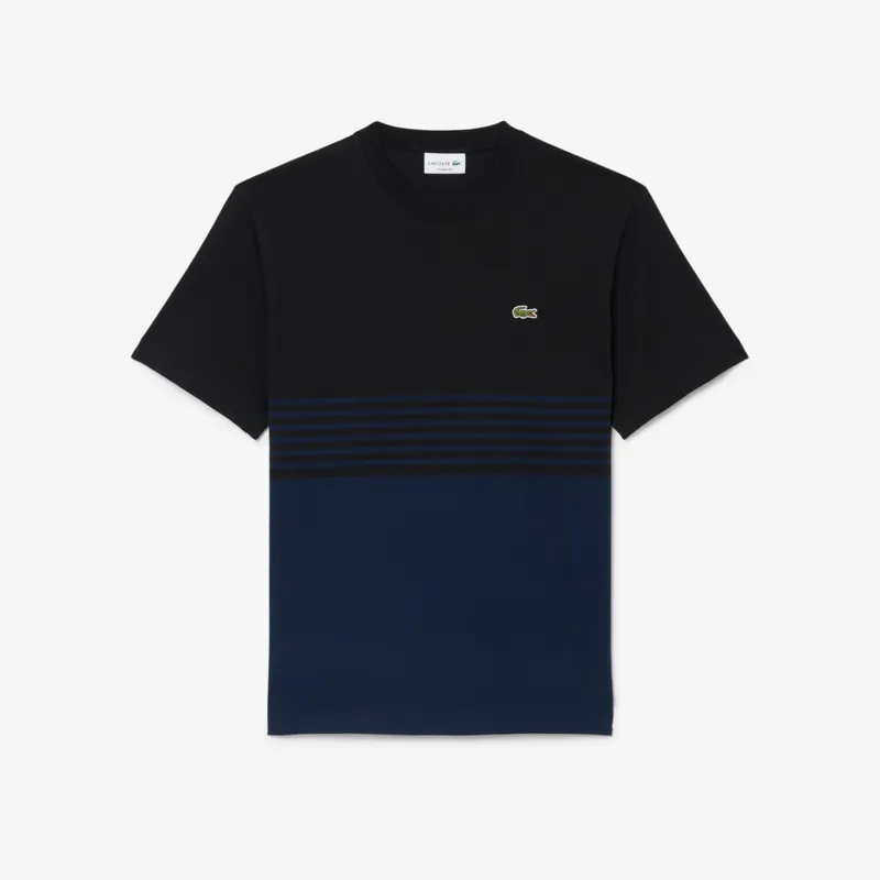 Lacoste Striped Jersey Colour-block T-shirt Blue / Black -4