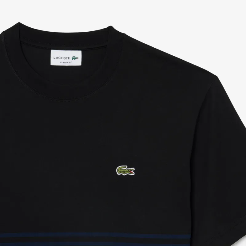 Lacoste Striped Jersey Colour-block T-shirt Blue / Black -5