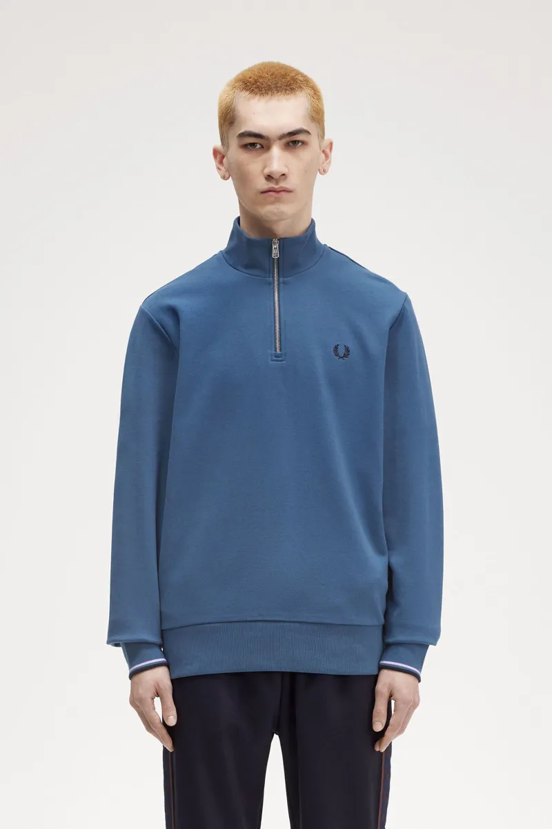 Fred Perry Half Zip Sweatshirt Midnight Blue Violet-2