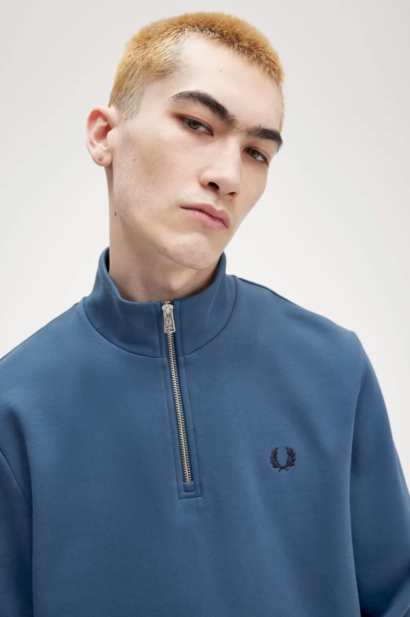 Fred Perry Half Zip Sweatshirt Midnight Blue Violet-1