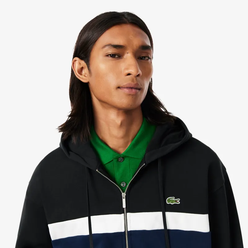 Lacoste Zipped Colour-block Hoodie Black / Navy-3