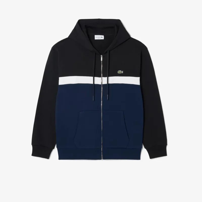Lacoste Zipped Colour-block Hoodie Black / Navy-5