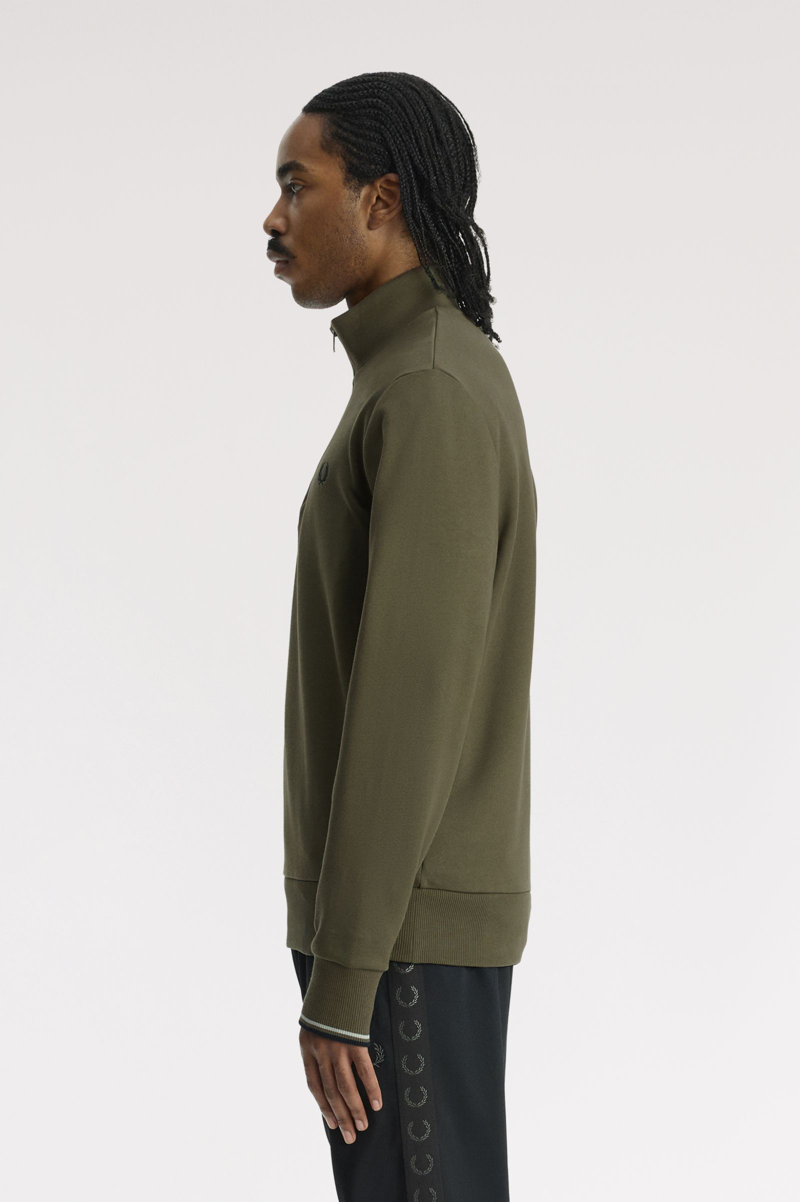 Fred Perry Half Zip Sweatshirt Laurel Wreath Green / Slate / Navy-2