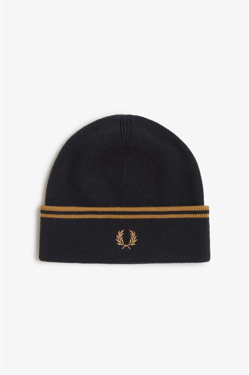 Fred Perry Merino Wool Beanie Hat Black-5