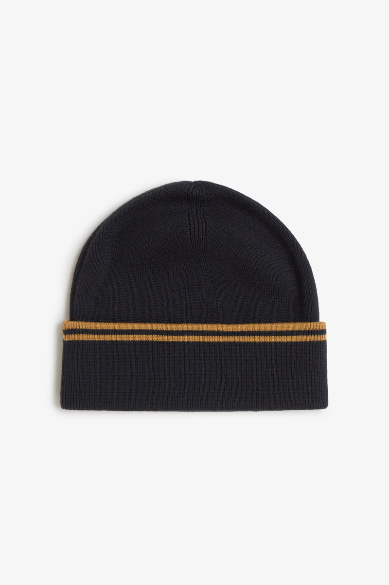 Fred Perry Merino Wool Beanie Hat Black-1