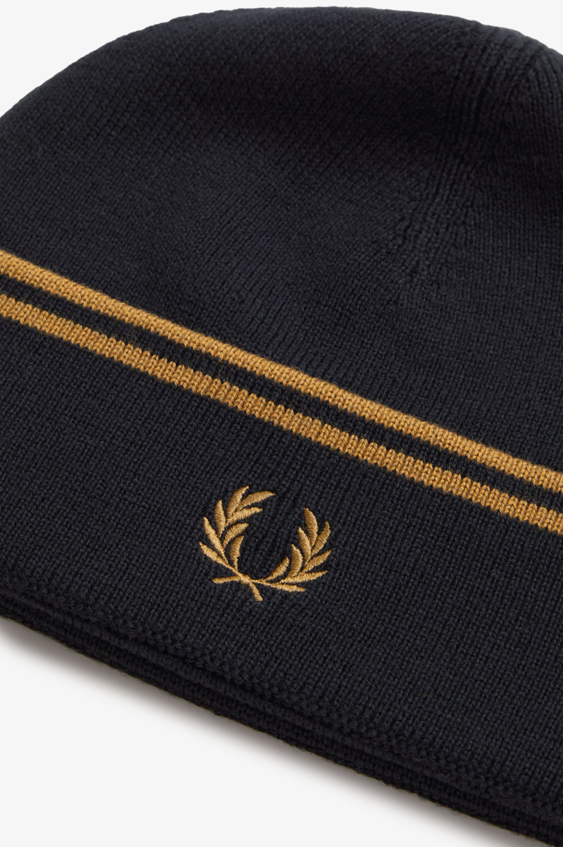Fred Perry Merino Wool Beanie Hat Black-2