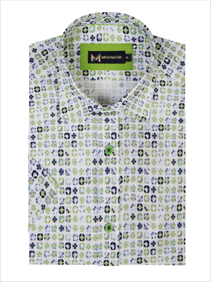 Mish Mash Starburst Short Sleeve Shirt White / Lime