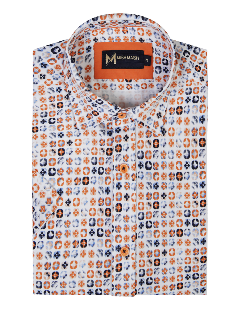 Mish Mash Starburst Short Sleeve Shirt White / Orange