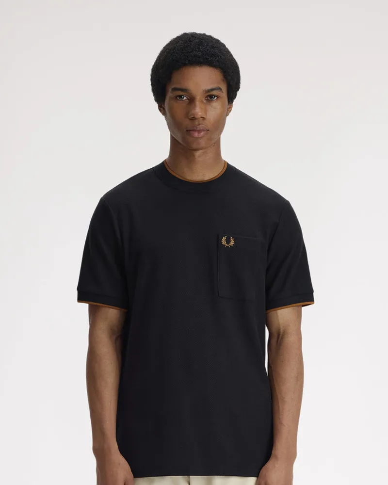 Fred Perry Pocket Detail Pique T-shirt Black-2