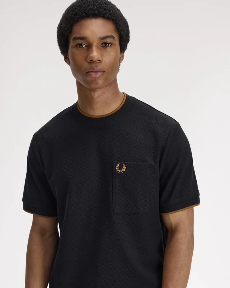 Fred Perry Pocket Detail Pique T-shirt Black-1