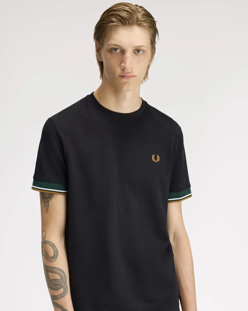 Fred Perry Tipped Cuff T-shirt Black-3
