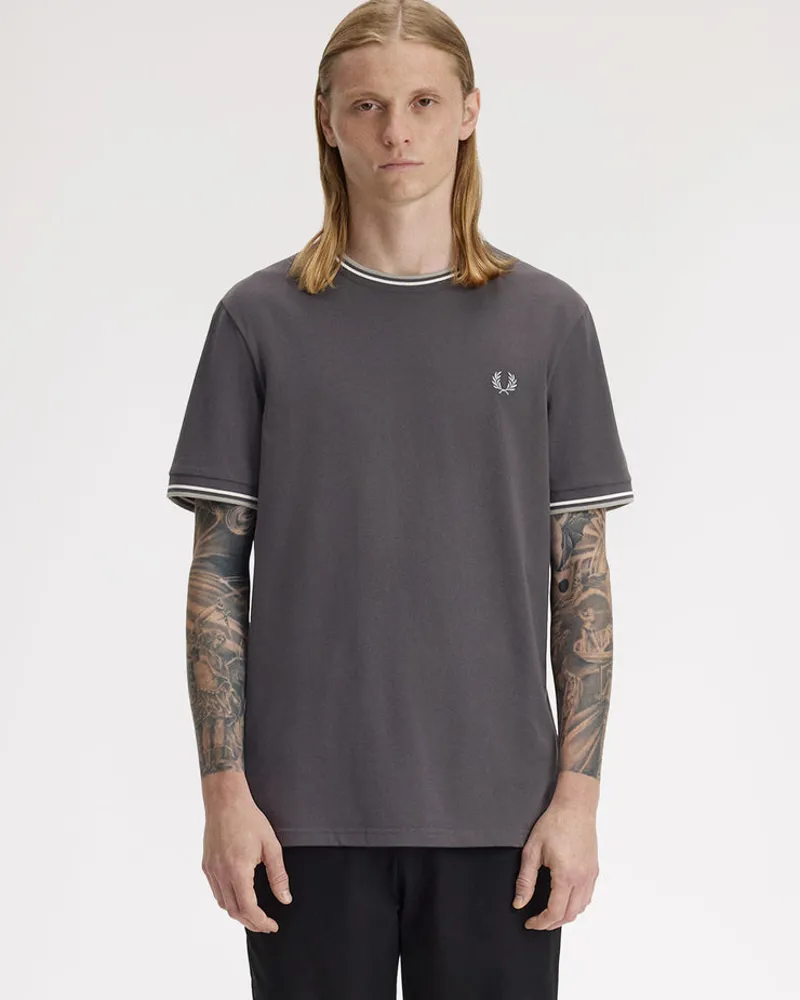 Fred Perry Twin Tipped T-shirt Anchor Grey / Ecru / Seagrass-1
