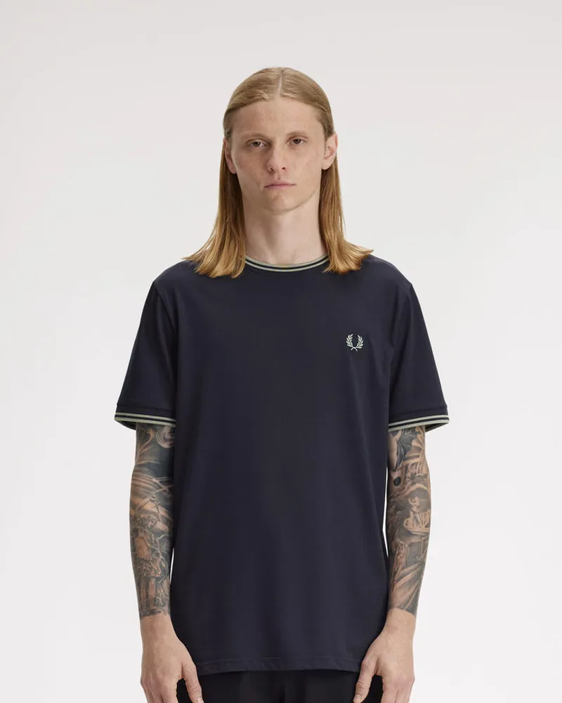 Fred Perry Twin Tipped T-shirt Navy / Seagrass-1
